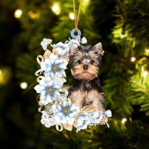 Yorkshire Terrier Flowers Moon Ornament, Christmas Ornament,&hellip;