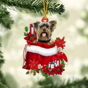 Yorkshire Terrier In Gift Bag Christmas Ornament,&hellip;
