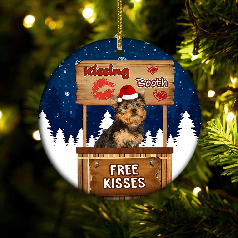 Yorkshire Terrier Kissing Booth Christmas Ornament, Christmas Ornament, Dog Ornament, Xmas Dog Ornaments