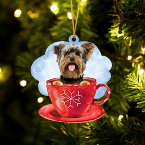 Yorkshire Terrier On The Cup Christmas Ornament,&hellip;