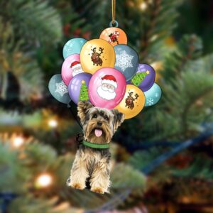 Yorkshire Terrier With Balloons Christmas Ornament, Christmas&hellip;