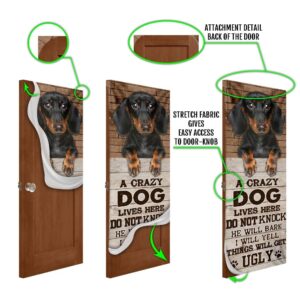 A Crazy Dog Lives Here Dachshund Door Cover Xmas Outdoor Decoration Gifts For Dog Lovers Christmas Gift 5 g9lelt.jpg