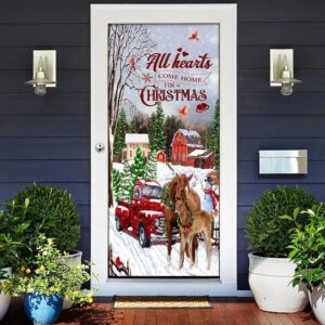 All Hearts Come Home For Christmas Door Cover Christmas Horse Decor Unique Gifts Doorcover Christmas Gift 2 efxoev.jpg