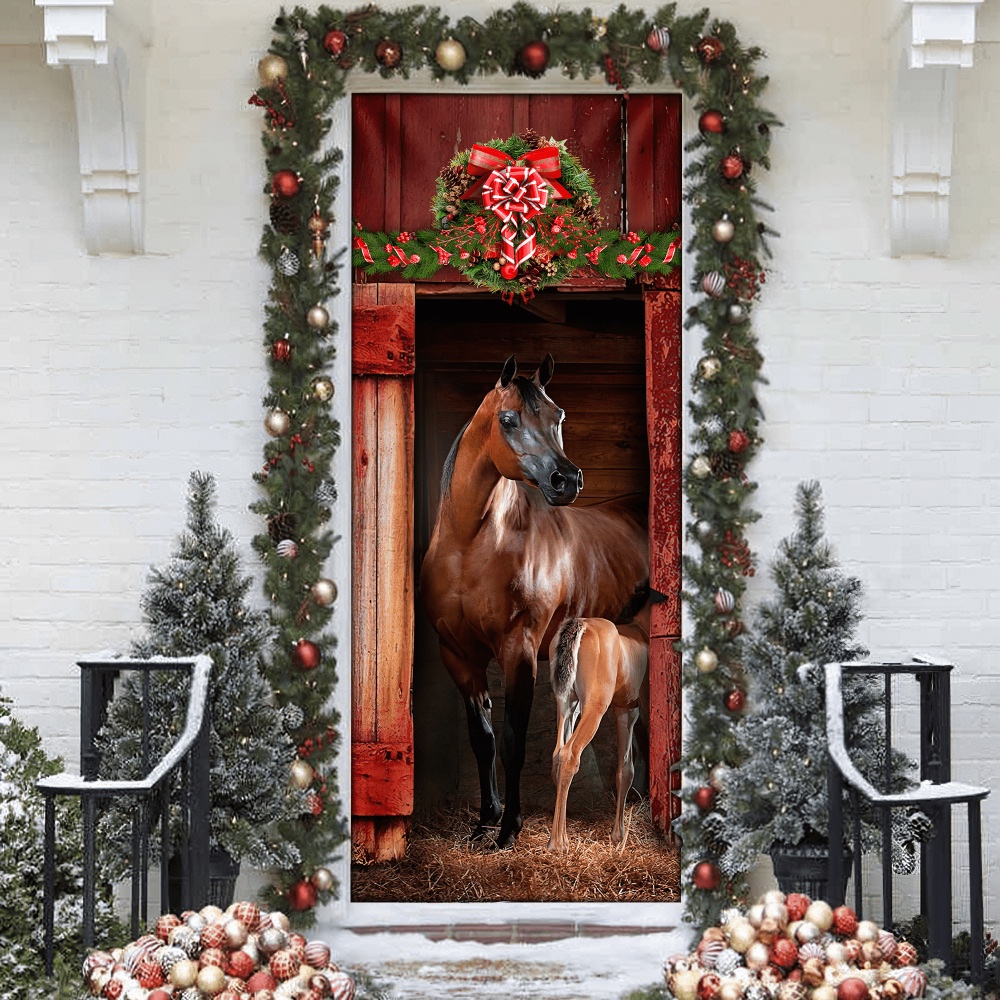 Arabian Horse Barn Door Cover Gifts For Home Decor Christmas Day, Christmas Gift