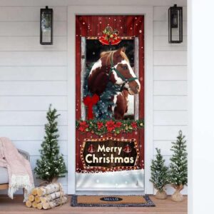 Beautiful Christmas Horse Door Cover Christmas Horse Decor Gift For Decor Christmas Gift 3 qhvwvh.jpg