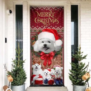 Bichon Frise With Christmas Begins Door Cover,&hellip;