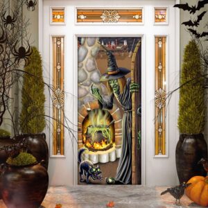 Black Cat Witch Brew Halloween Door Cover&hellip;