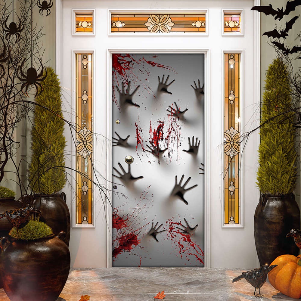 Blood Hands Halloween Door Cover Halloween Door Cover Decorations for Front Door, Christmas Gift