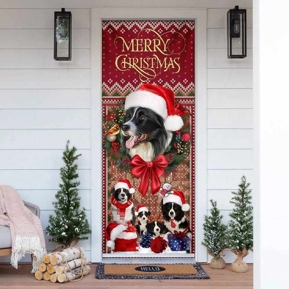 Border Collie With Christmas Begins Door Cover, Front Door Christmas Cover, Christmas Outdoor Decoration, Gifts For Dog Lovers, Christmas Gift Border Collie With Christmas Begins Door Cover, Front Door Christmas Cover, Christmas Outdoor Decoration, Gifts For Dog Lovers, Christmas Gift