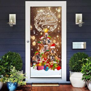 Bulldog Christmas Tree Door Cover, Merry Christmas,&hellip;