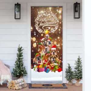 Bulldog Christmas Tree Door Cover, Merry Christmas,&hellip;