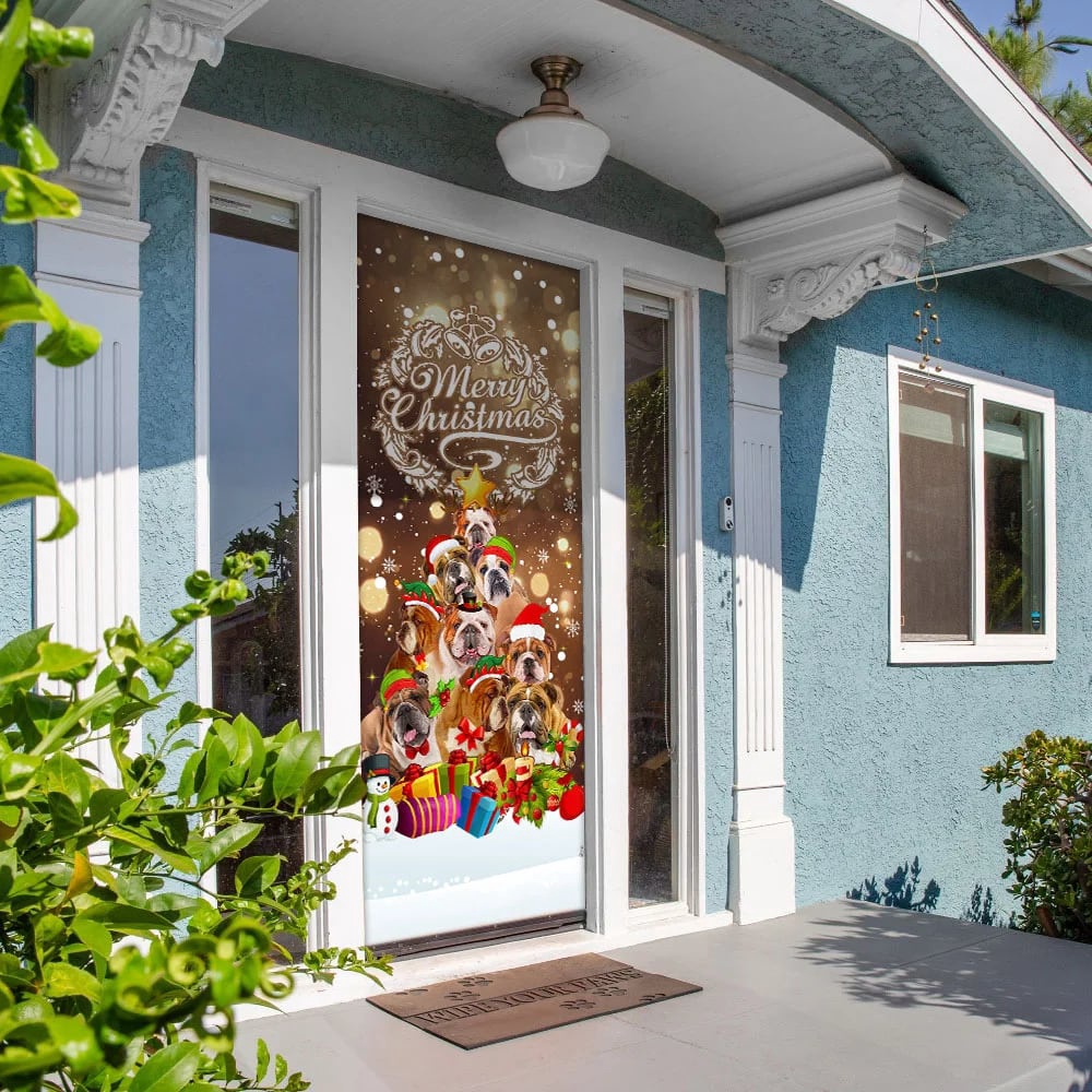 Bulldog Christmas Tree Door Cover, Merry Christmas, Front Door Christmas Cover, Gifts For Dog Lovers, Christmas Gift Bulldog Christmas Tree Door Cover, Merry Christmas, Front Door Christmas Cover, Gifts For Dog Lovers, Christmas Gift