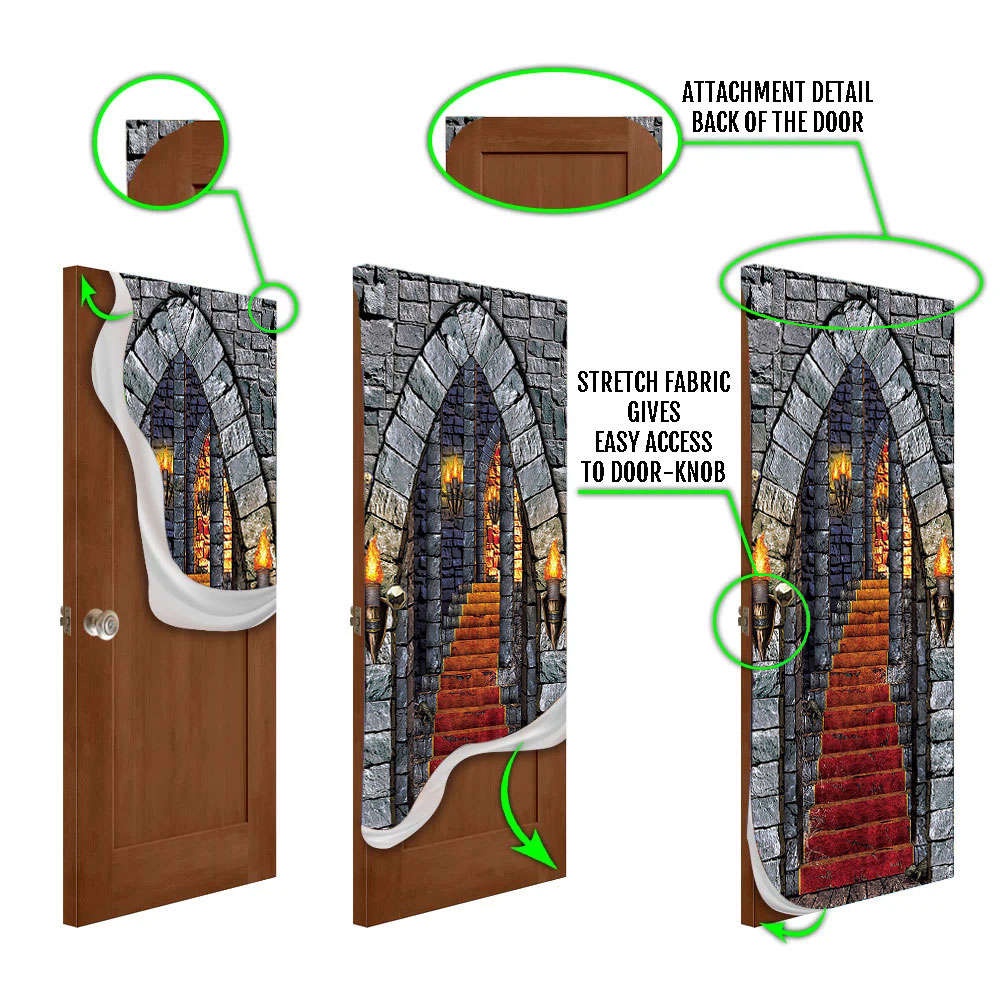Castle Entrance Halloween Door Cover Decorations for Front Door, Christmas Gift