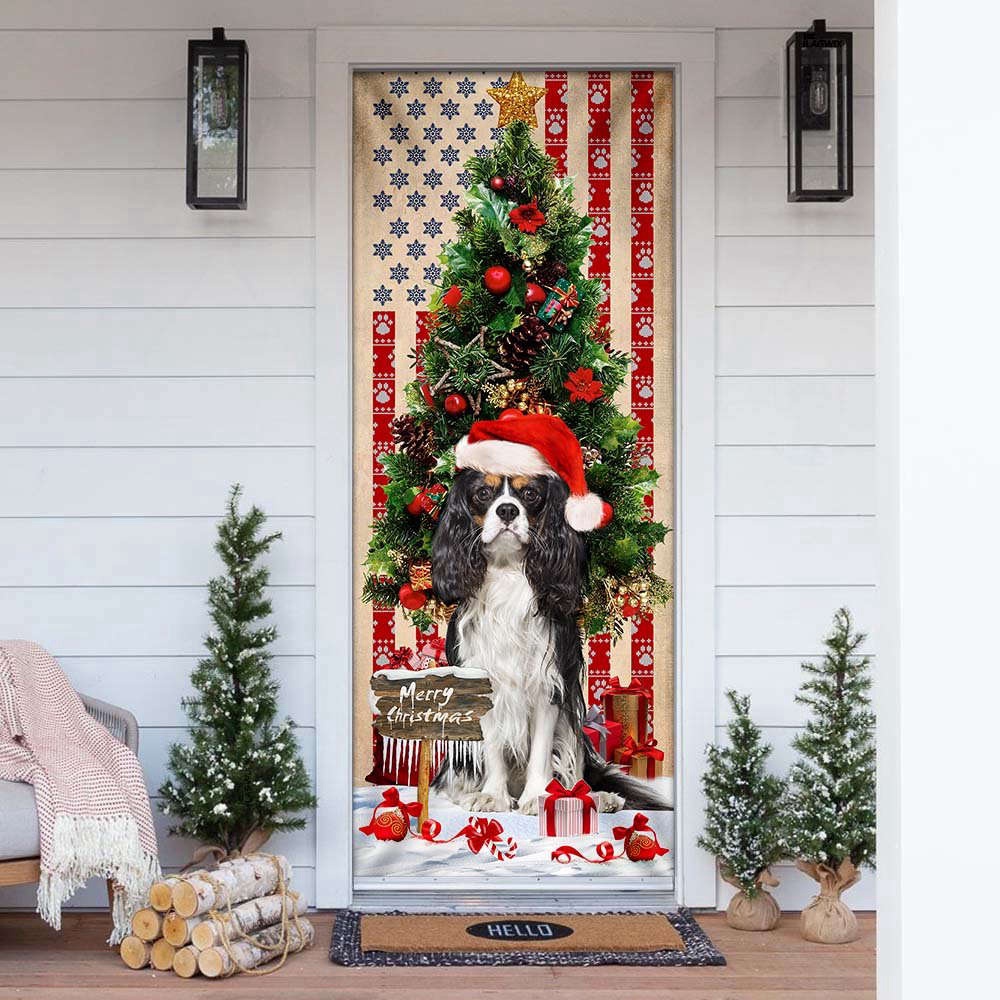 Cavalier Dog Christmas American Door Cover, Xmas Gifts For Pet Lovers, Christmas Gift