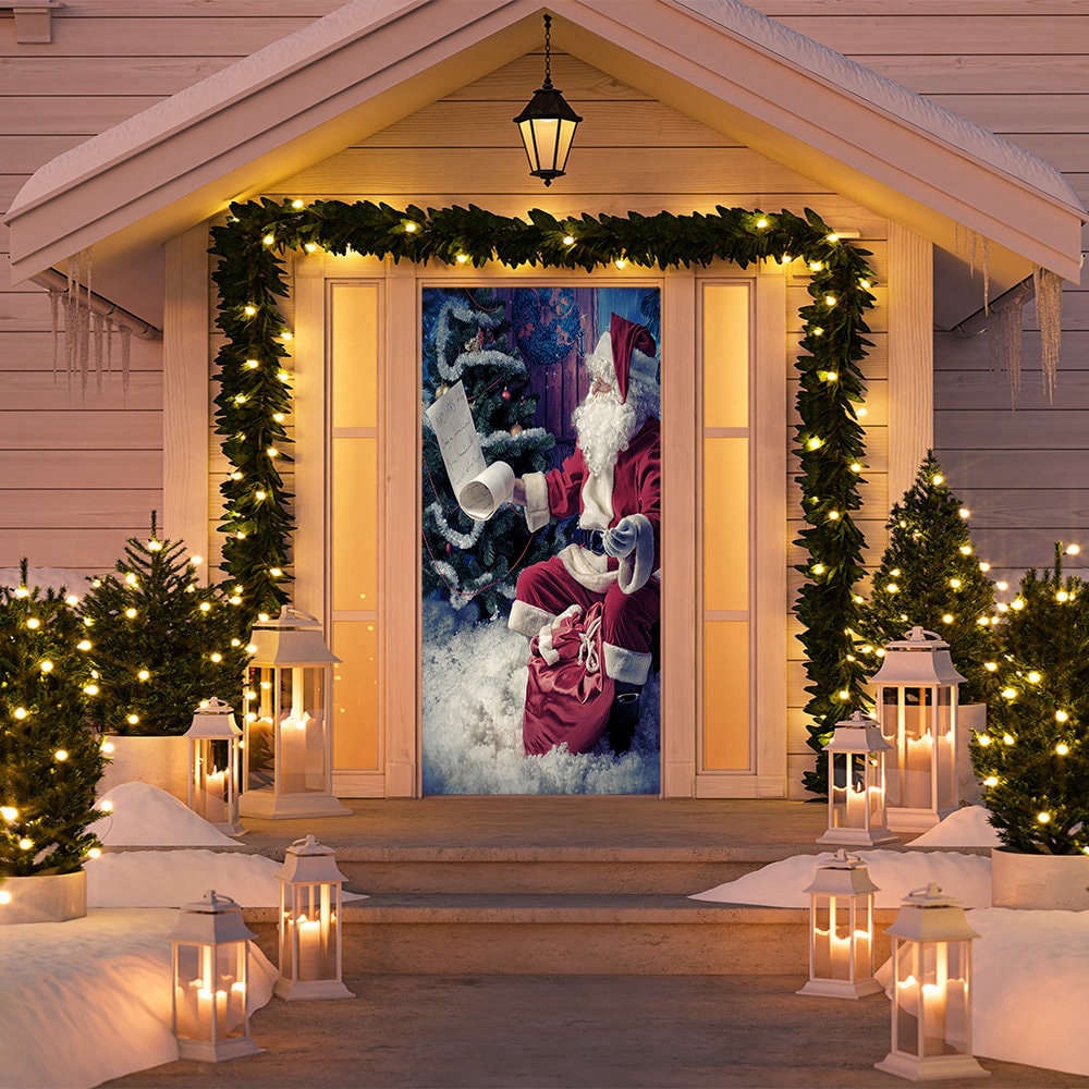 Checking It Twice Door Cover, Christmas Door Cover, Christmas Gift For Family, Christmas Gift