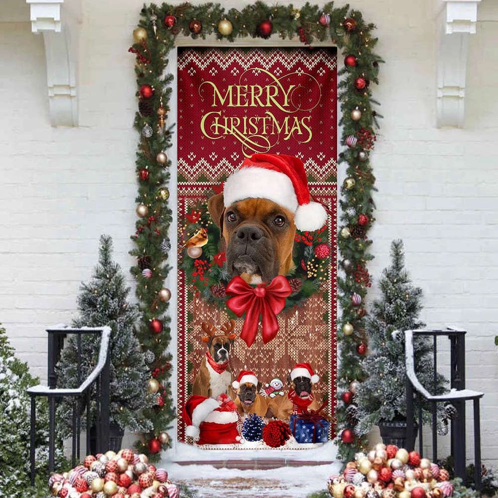Christmas Begins With Boxer Door Cover, Front Door Christmas Cover, Gift For Christmas, Christmas Gift