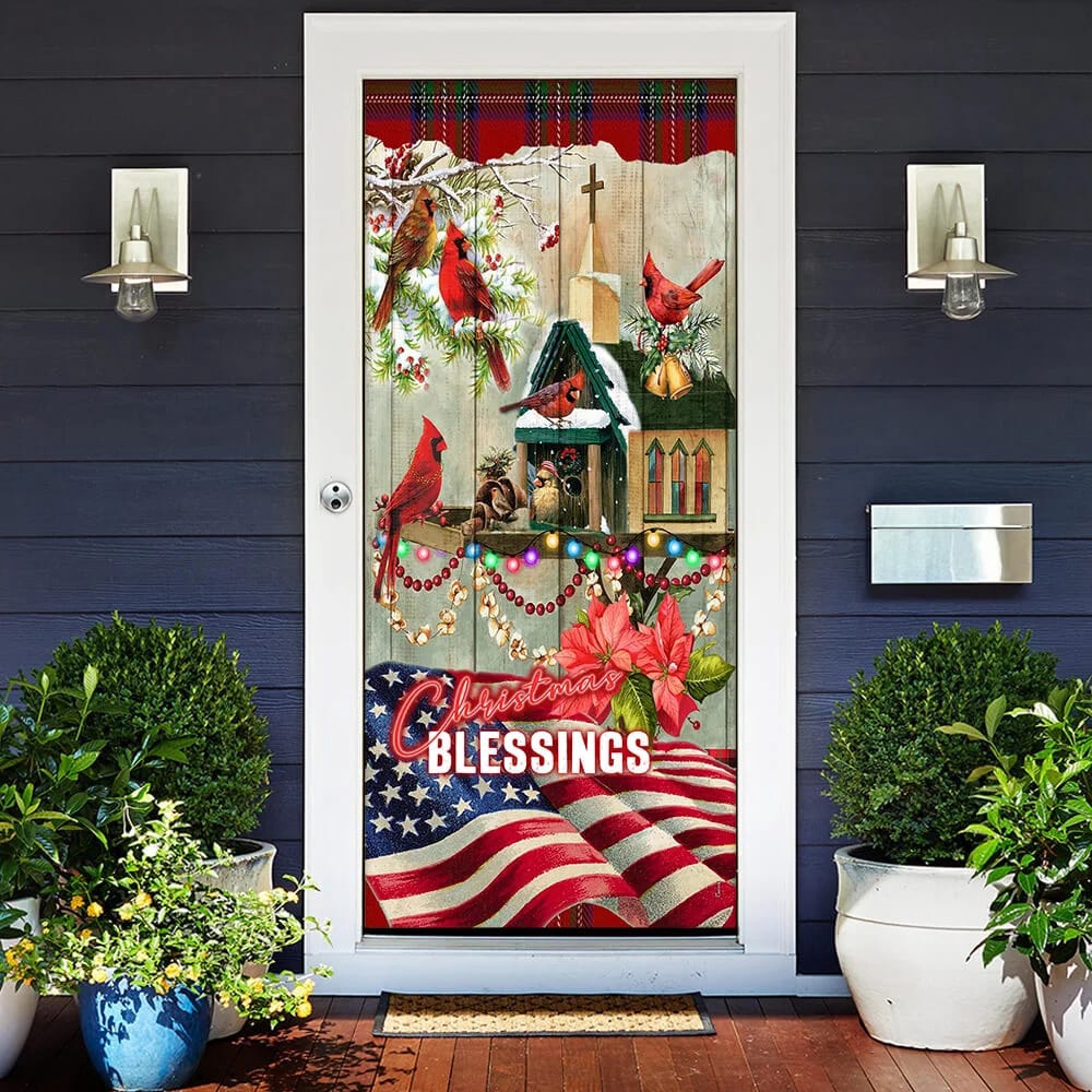 Christmas Blessings Home Door Cover -Front Door Christmas Cover, Christmas Outdoor Decoration, Christmas Gift