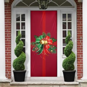 Christmas Decor Gift Background Red Door Cover,&hellip;