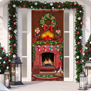 Christmas Door Cover Festive Xmas Fireplace Backdrops&hellip;