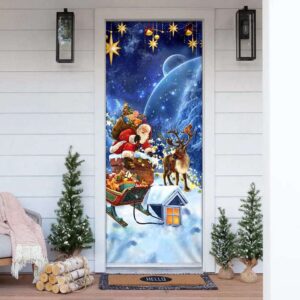 Christmas Door Cover Santa Claus climbing down&hellip;