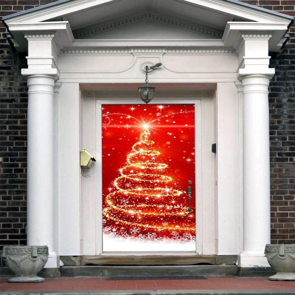 Christmas Front Door Cover Entry Holiday Doors 3D Banner Decor, Gift For Christmas, Christmas Gift