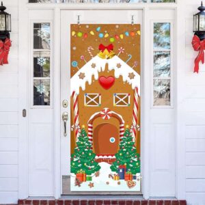 Christmas Gingerbread House Door Covers Festive Holiday Window Decorations Christmas Gift 2 udoaad.jpg