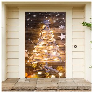 Christmas Tree Door Cover, Holiday Banner Wood&hellip;