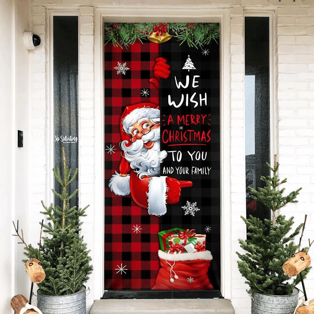 Christmas We Wish You A Merry Christmas To You And Your Family Door Cover, Christmas Gift