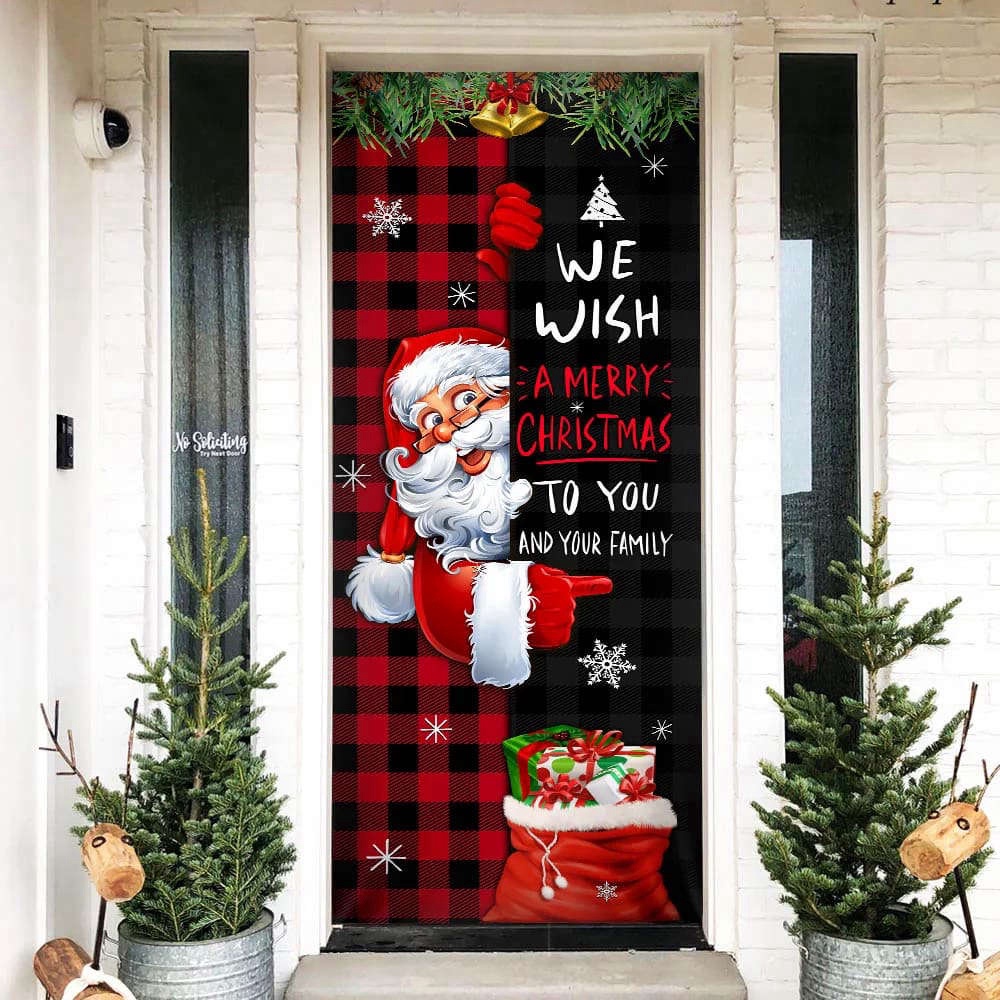 Christmas We Wish You A Merry Christmas To You And Your Family Door Cover, Gift For Decor, Christmas Gift