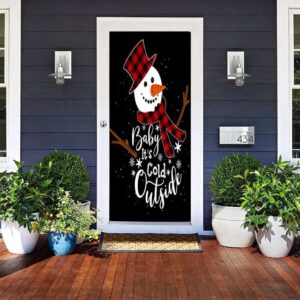 Cold Outside Snowman Door Cover, Christmas Door&hellip;