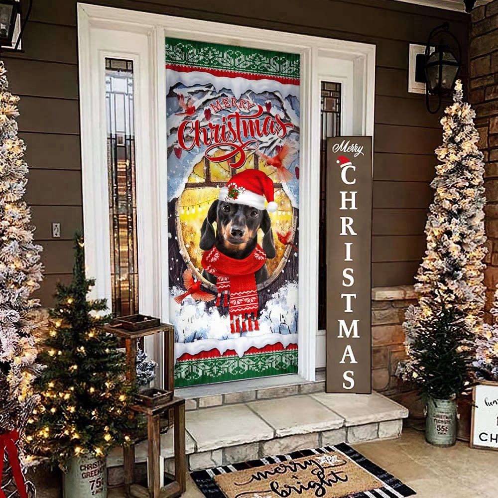 Dachshund Merry Christmas Door Cover, Dachshund Lover Gifts, Door Christmas Cover, Christmas Gift