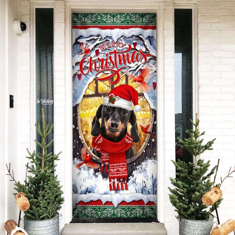 Dachshund Merry Christmas Door Cover, Dachshund Lover Gifts, Door Christmas Cover, Christmas Gift