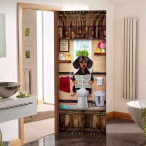 Dachshund Puppy Sitting On A Toilet Door&hellip;