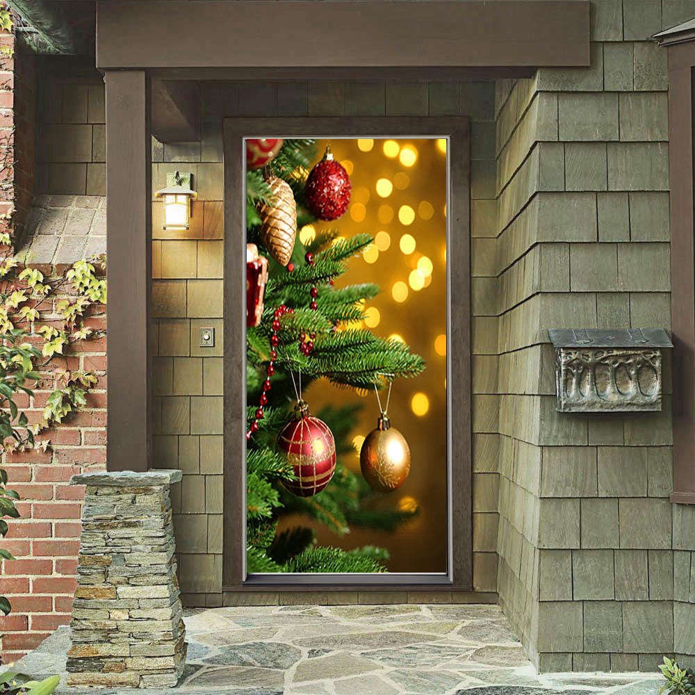 Decorated Tree Door Cover, Christmas Door Covers, Christmas Gift For Family, Christmas Gift