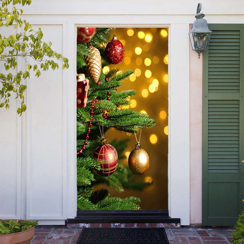 Decorated Tree Door Cover, Christmas Door Covers, Christmas Gift For Family, Christmas Gift