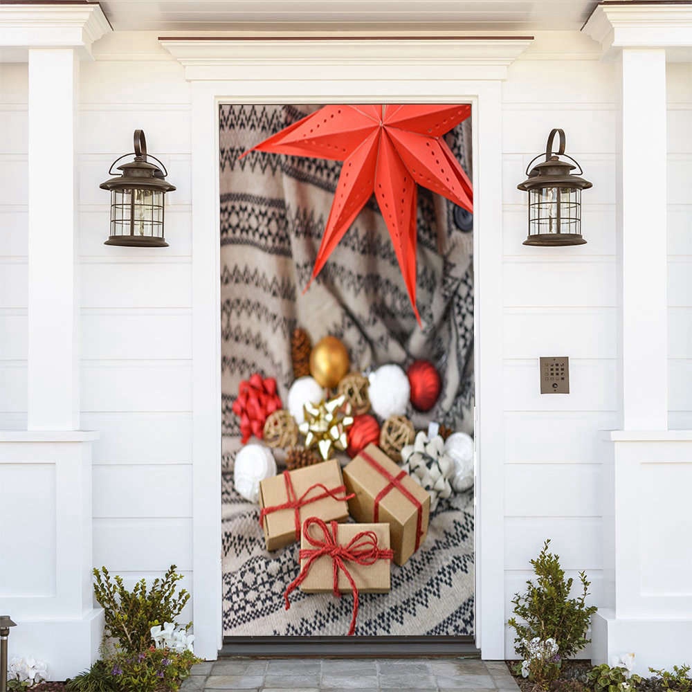 Door Decorating Ideas, Christmas Door Cover, Outdoor Christmas Decorations For Family, Christmas Gift