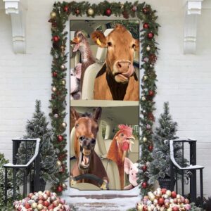 Driving Farm Animals Right Hand Funny Door Cover for Christmas Day Christmas Gift 2 c8ifut.jpg