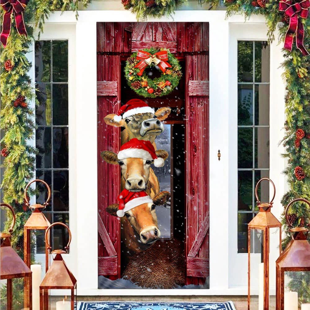 Funny Cow Christmas Door Cover, Cattle, Unique Gifts Doorcover, Holiday Decor, Christmas Gift Funny Cow Christmas Door Cover, Cattle, Unique Gifts Doorcover, Holiday Decor, Christmas Gift