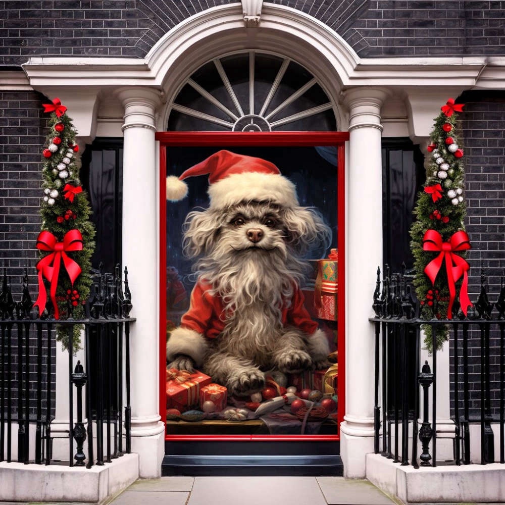 Funny Dog Christmas Art, Entry Door Cover, Christmas Front Door Mural For Christmas, Christmas Gift Funny Dog Christmas Art, Entry Door Cover, Christmas Front Door Mural For Christmas, Christmas Gift