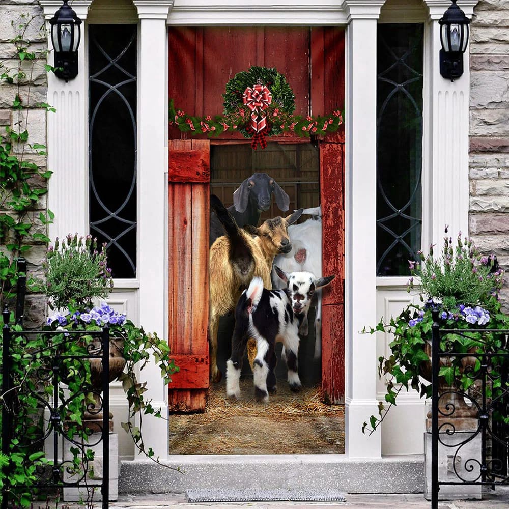 Funny Family Goat Door Cover, Unique Gifts Doorcover, Housewarming Gifts, Christmas Gift