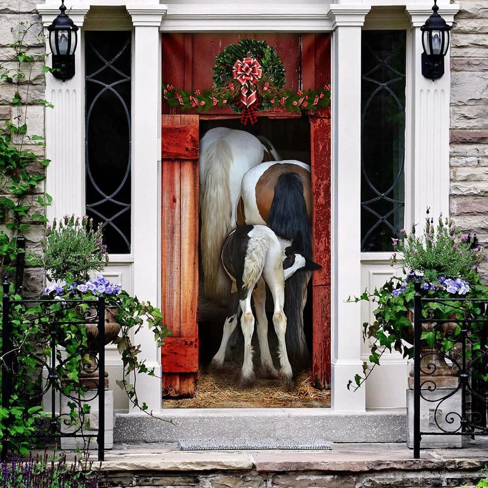 Funny Family Horse Door Cover, Unique Gifts Doorcover, Christmas Gift For Friends, Christmas Gift Funny Family Horse Door Cover, Unique Gifts Doorcover, Christmas Gift For Friends, Christmas Gift