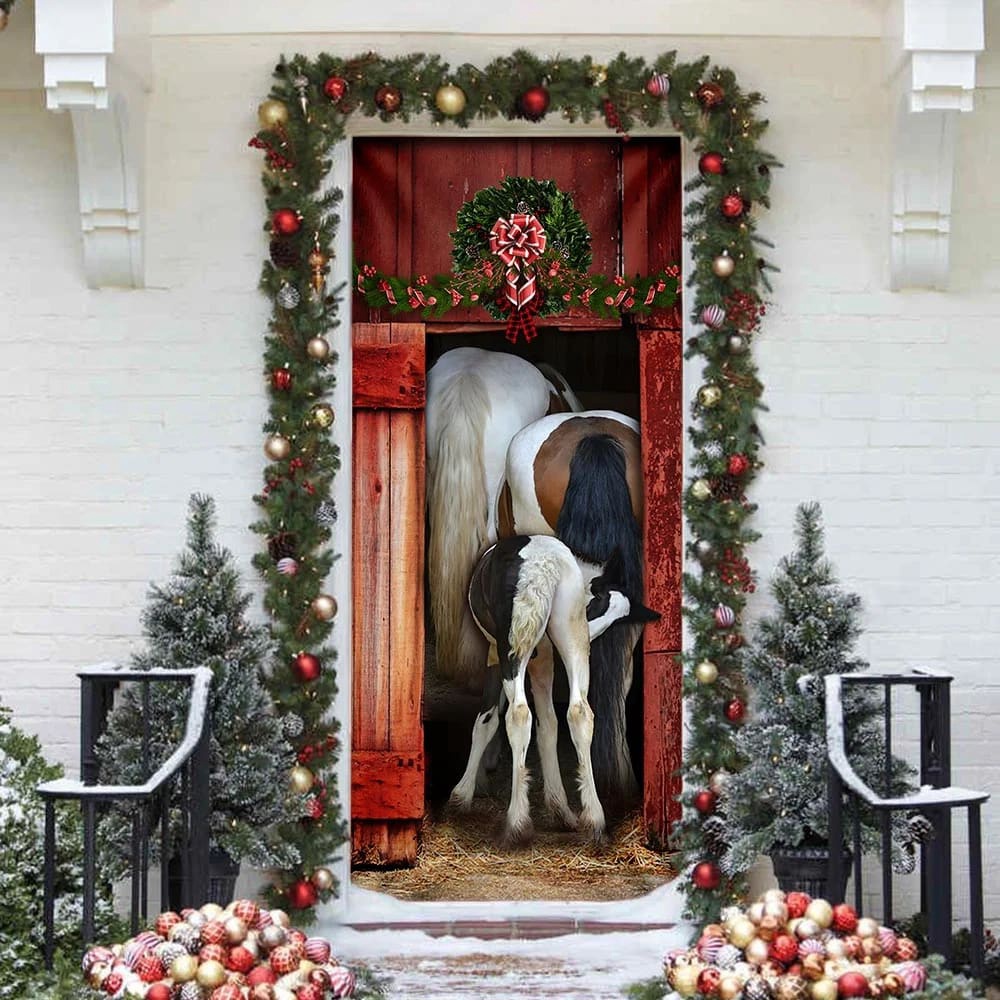 Funny Family Horse Door Cover, Unique Gifts Doorcover, Christmas Gift For Friends, Christmas Gift Funny Family Horse Door Cover, Unique Gifts Doorcover, Christmas Gift For Friends, Christmas Gift