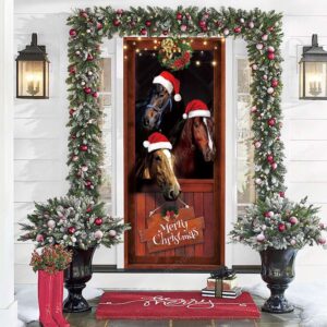 Funny Horses Merry Christmas Door Cover Decoration,&hellip;