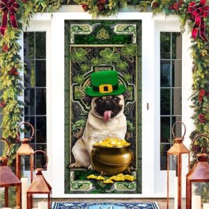 Funny Pugs Irish Door Sticker Happy St&hellip;