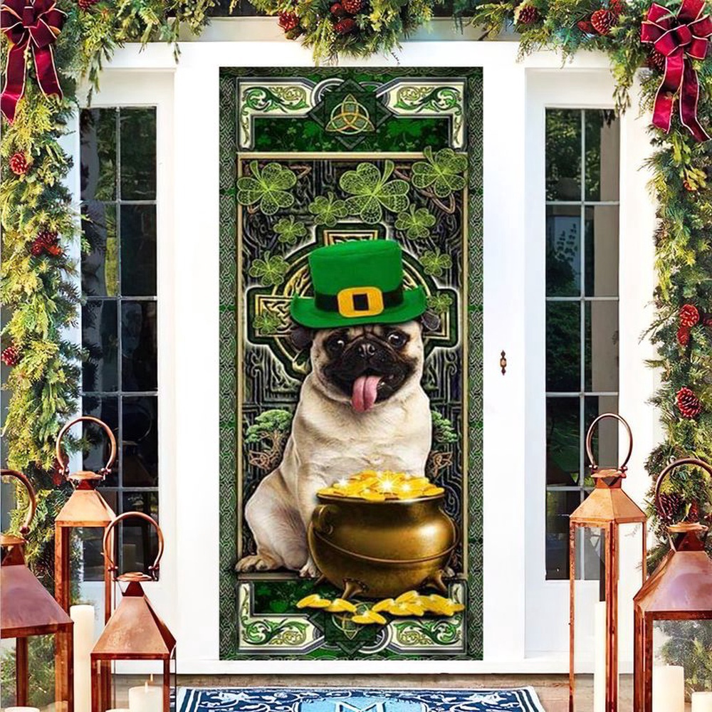 Funny Pugs Irish Door Sticker Happy St Patrick’s Day Dog Lover Gift, Christmas Gift Funny Pugs Irish Door Sticker Happy St Patrick’s Day Dog Lover Gift, Christmas Gift