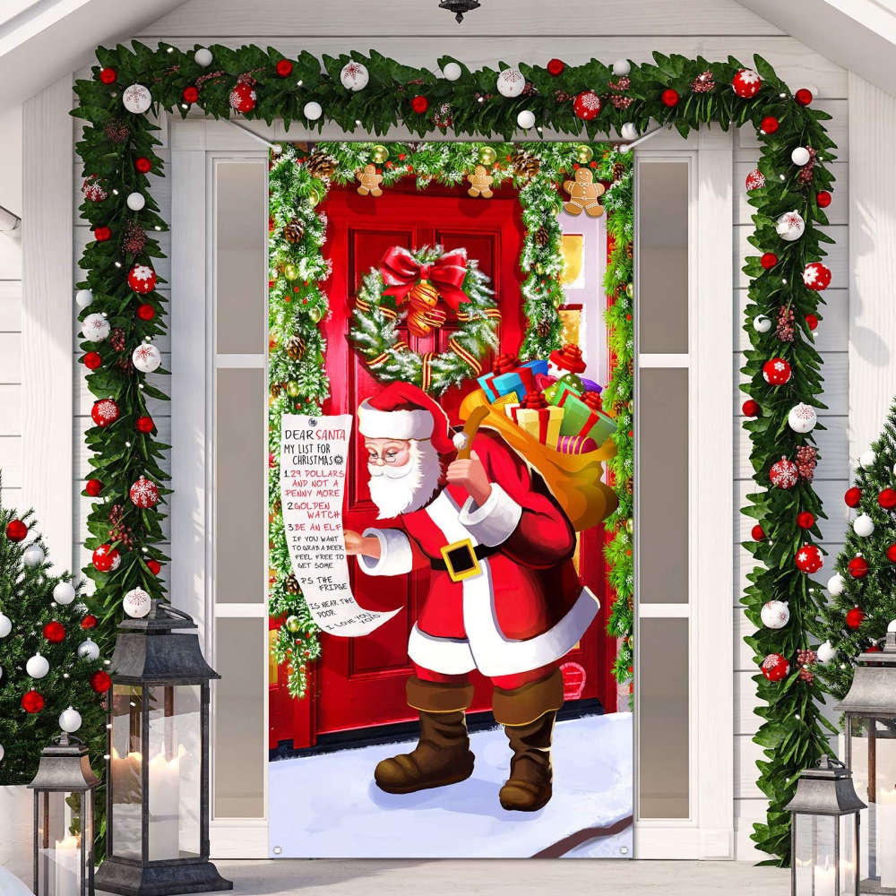 Funny Santa Claus Merry Christmas Door Cover, Festive & Engaging, Christmas Gift Funny Santa Claus Merry Christmas Door Cover, Festive & Engaging, Christmas Gift