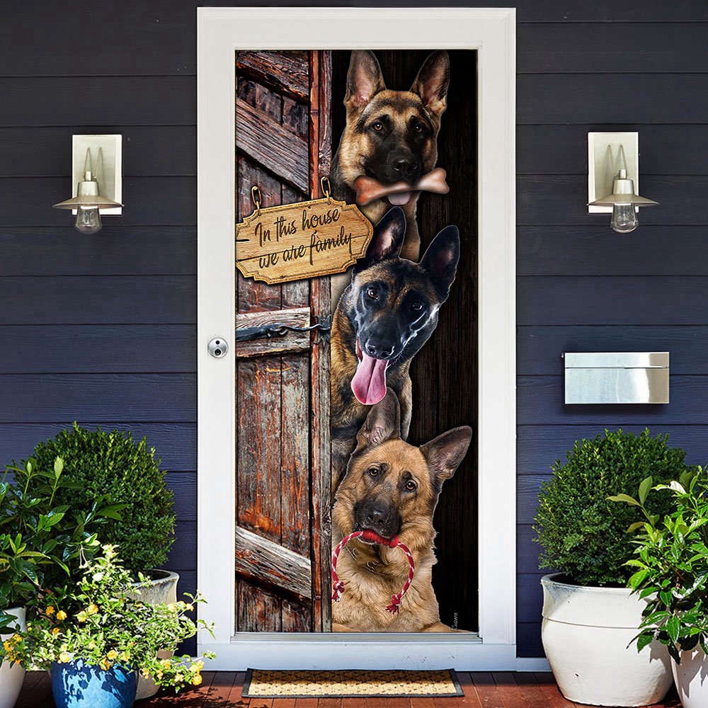 German Shepherd. We Are Family Door Cover, Xmas Gifts For Pet Lovers, Christmas Gift