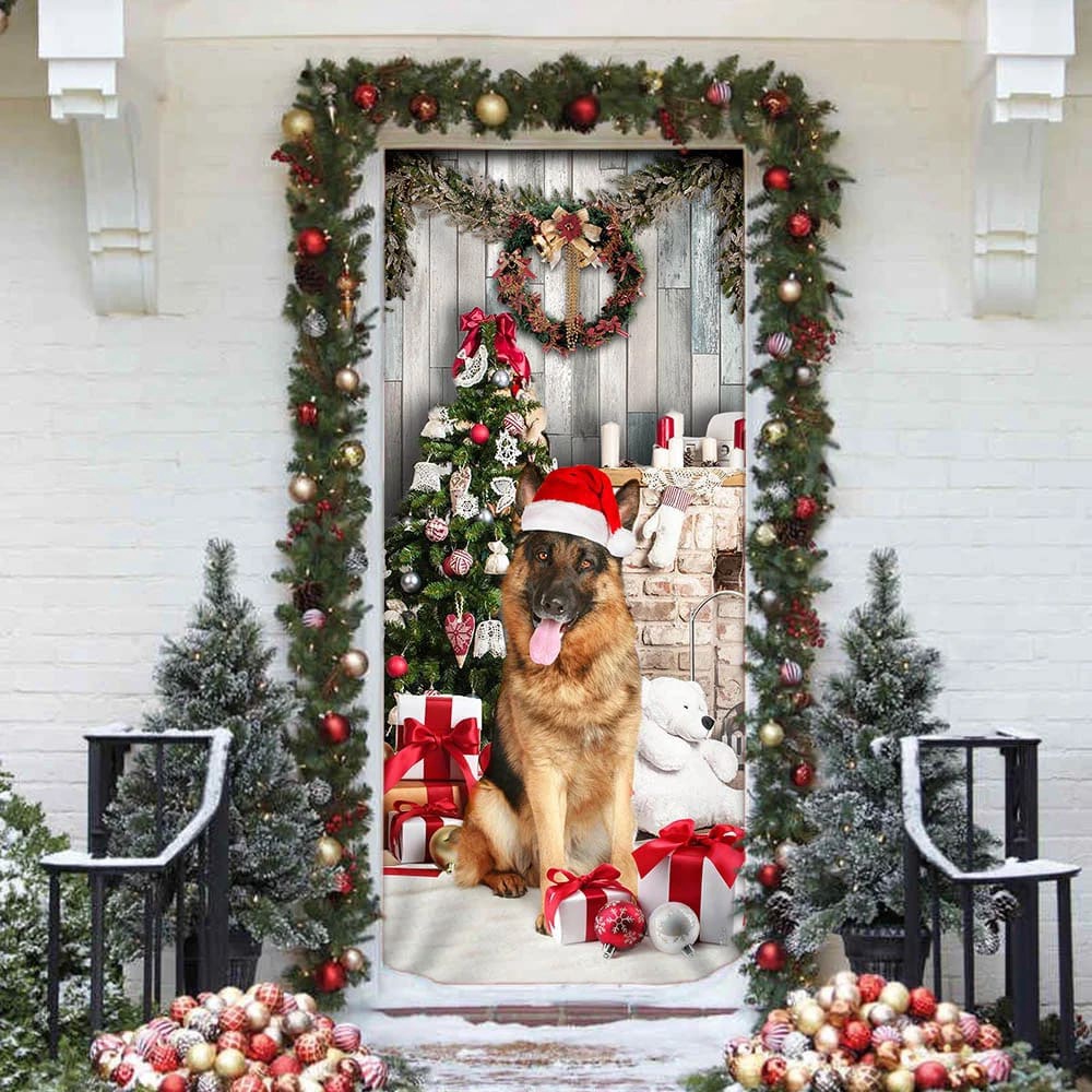 German Shepherd Christmas Door Cover, Xmas Outdoor Decoration, Gifts For Dog Lovers, Christmas Gift German Shepherd Christmas Door Cover, Xmas Outdoor Decoration, Gifts For Dog Lovers, Christmas Gift