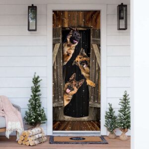German Shepherd Happy Farmhouse Door Cover, Xmas&hellip;