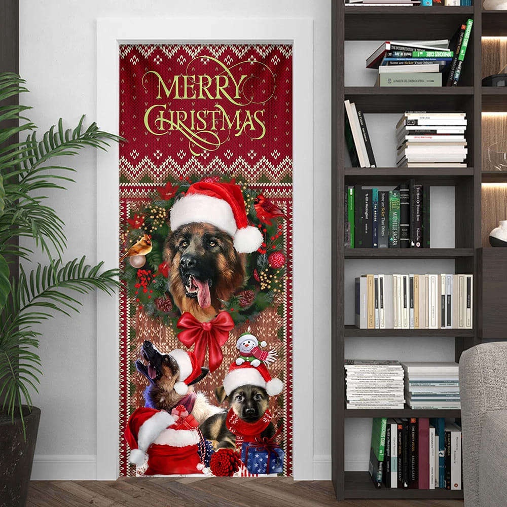 German Shepherd Happy House Christmas Door Cover, Christmas Outdoor Decoration, Christmas Gift German Shepherd Happy House Christmas Door Cover, Christmas Outdoor Decoration, Christmas Gift